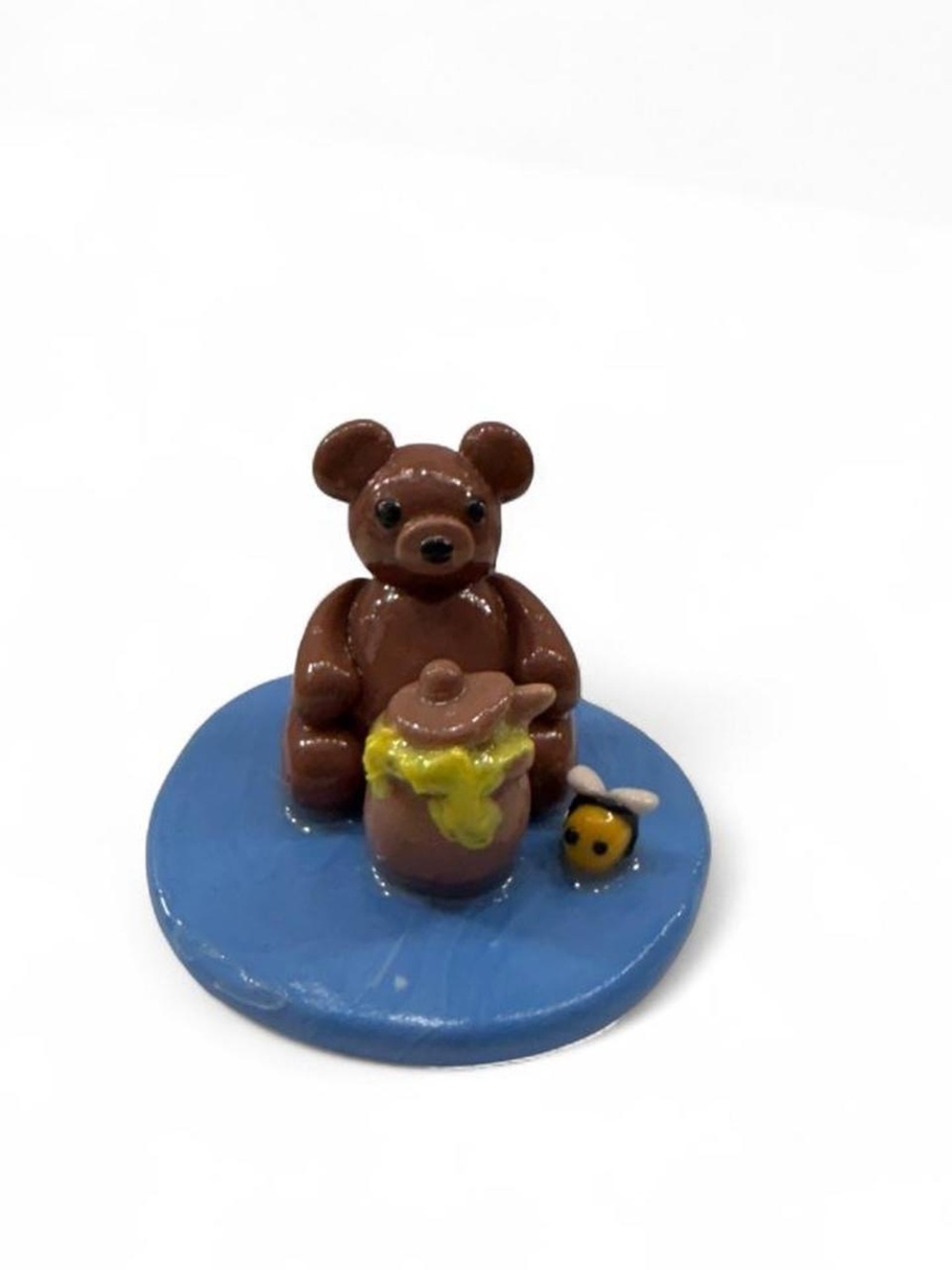 Honey Bear with Small Bee and Honey Pot Sculpture
